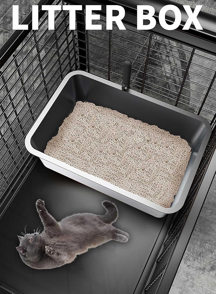 Sharpdo Large Stainless Steel Cat Litter Box Metal Litter Pan with Cat Litter Scoop Cats Toilet - Image 2