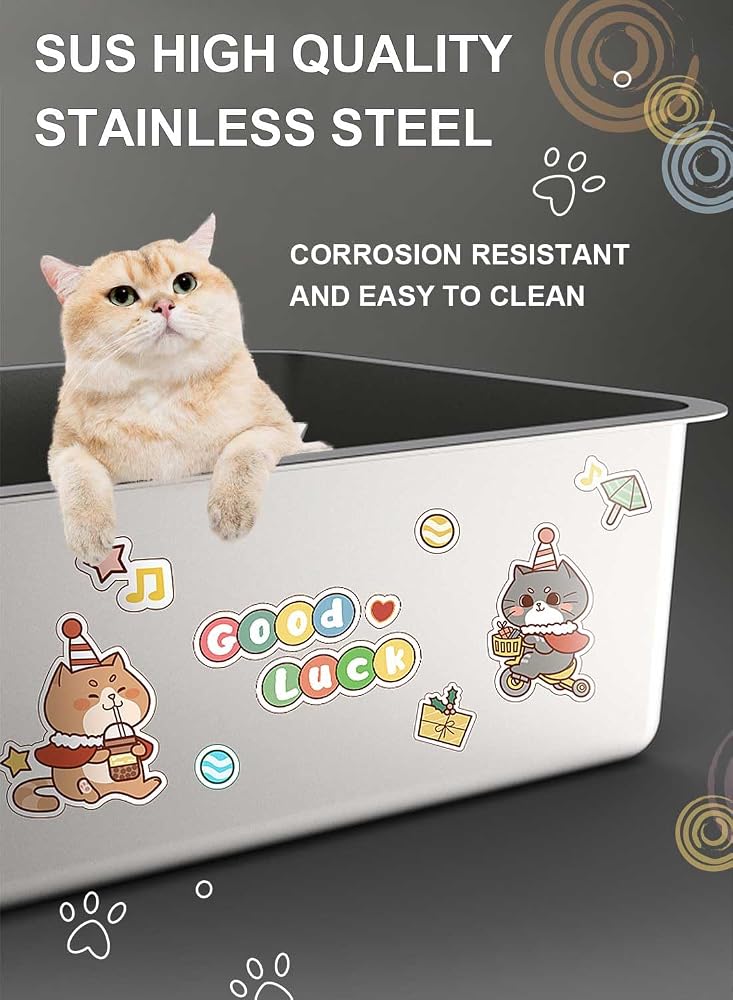Sharpdo Large Stainless Steel Cat Litter Box Metal Litter Pan with Cat Litter Scoop Cats Toilet - Image 4