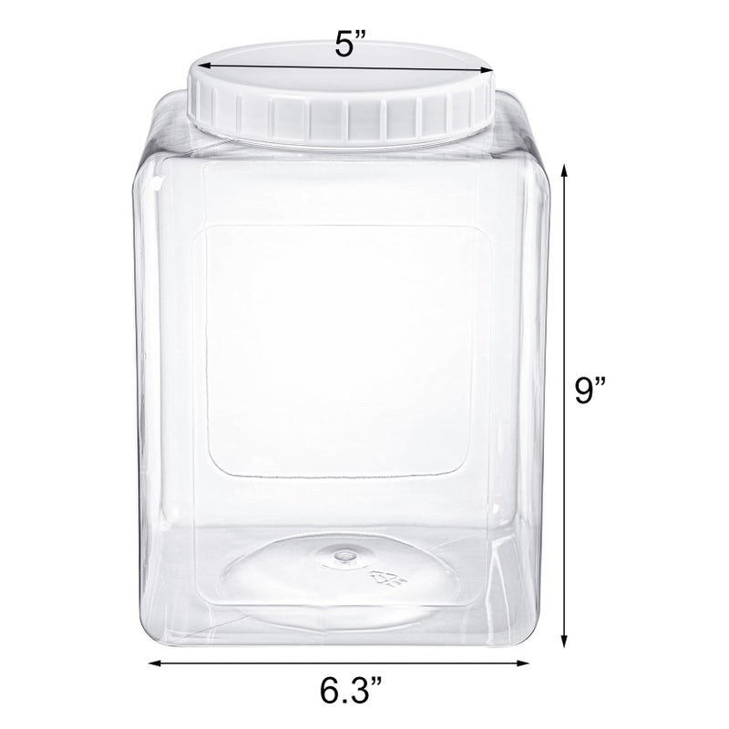 Elsjoy 2 Pack 1.3 Gallon Large Plastic Storage Jars with Lids, Clear Kitchen Storage Containers Square Plastic Food Jar for Dry Food, Candy, Snack - Image 2