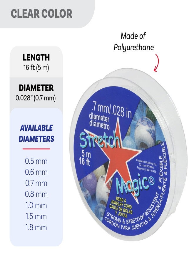 ستريتش ماجيك خيط خرز مطاطي سحري قابل للتمدد - لون شفاف، قطر 0.7 مم، طول 5 أمتار (16.4 قدم) - سهل العقد، خيط قوي ومرن لصنع مجوهرات الخرز - Image 3
