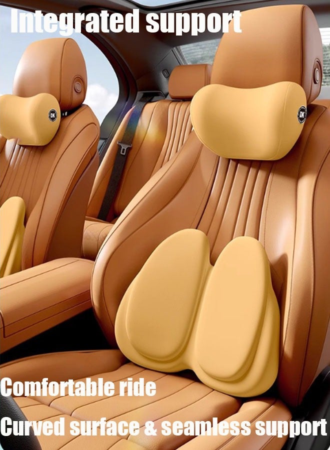 وسادة دعم أسفل الظهر أو كرسي مكتب دعم الظهر وسادة أسفل الظهر للسيارة والألعاب وكرسي المكتب - تحسين وضعية الجلوس وتخفيف آلام الظهر، رغوة الذاكرة، دعم حماية الخصر وسادة مقعد السائق مناسبة للسفر في الهواء الطلق (أصفر) - Image 3