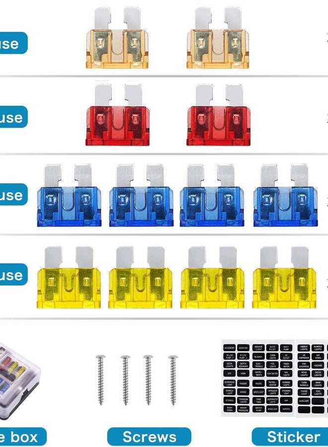 tatida 6 Way Fuse Block,12V Blade Fuse 6 Circuit ATC/ATO Waterproof Fuse Box Holder with LED Indicator Waterpoof Cover for 12V/24V Automotive Truck Boat Marine RV Van Vehicle - Image 3
