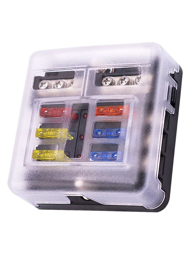 tatida 6 Way Fuse Block,12V Blade Fuse 6 Circuit ATC/ATO Waterproof Fuse Box Holder with LED Indicator Waterpoof Cover for 12V/24V Automotive Truck Boat Marine RV Van Vehicle - Image 1