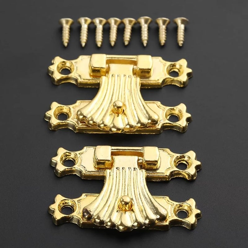 6Pcs Gold Vintage Flower Lock Latches 37x24mm Jewelry Box Hasps with Screws - Image 5