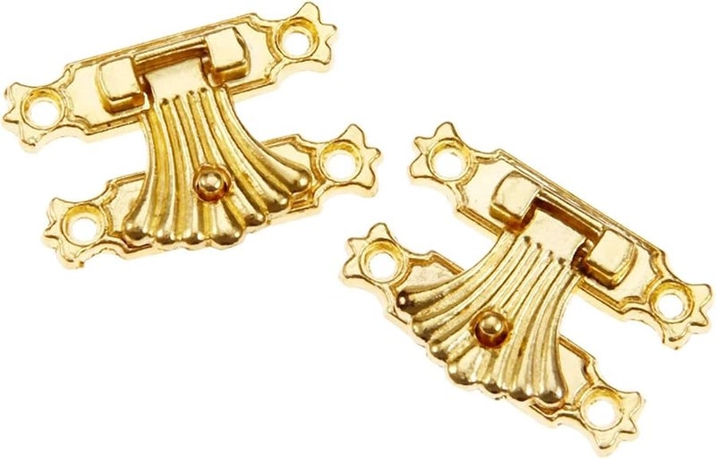 6Pcs Gold Vintage Flower Lock Latches 37x24mm Jewelry Box Hasps with Screws - Image 4
