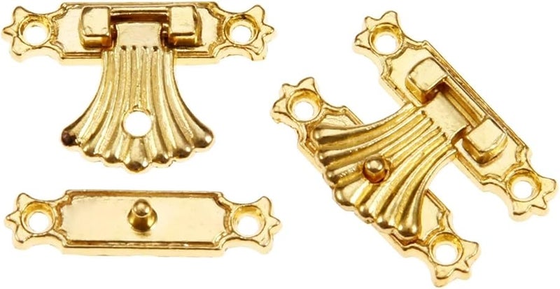6Pcs Gold Vintage Flower Lock Latches 37x24mm Jewelry Box Hasps with Screws - Image 3