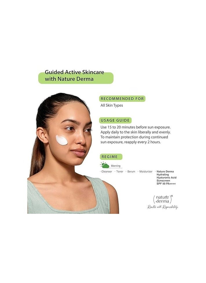 Nature Derma - Hydrating Hyaluronic Acid Sunscreen Spf 50 Pa++++ Protection Against Sunburn And Sun Damage 50Ml - Image 1