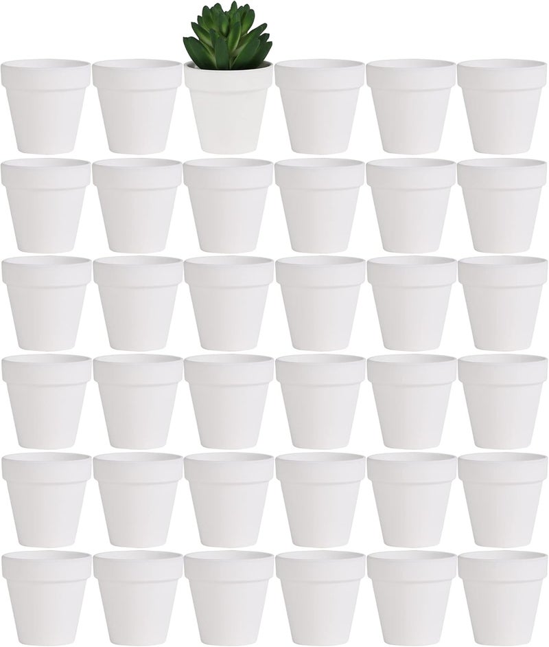 Yishang 2 inch White Small Terracotta Pots with Drainage HolesMini Clay Ceramic Pottery PlanterCactus Flower Nursery Terra Cotta Potsfor IndoorOutdoor Succulent PlantsCrafts36 Pack - Image 1