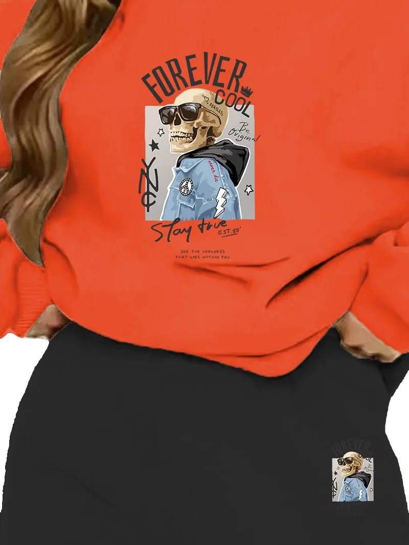 دوغ فش Tracksuit Set Oversize Forevercool Printed Tracksuit Set,lover,couple Combination Orange