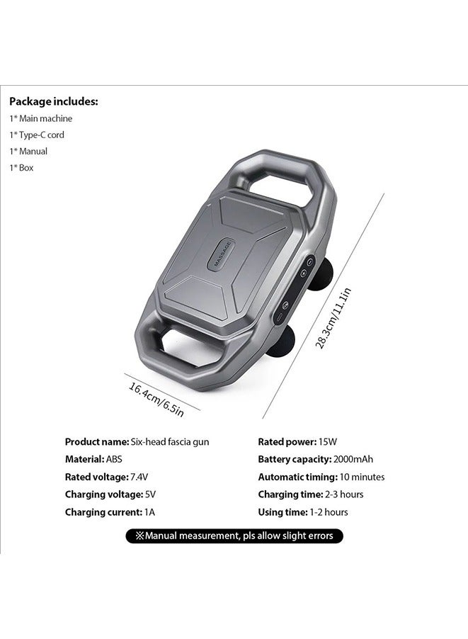 Wireless Six Heads Fascia Gun Deep Tissue Body Massager High Frequency Vibration for Waist Shoulder Back Leg Relaxation - Image 3