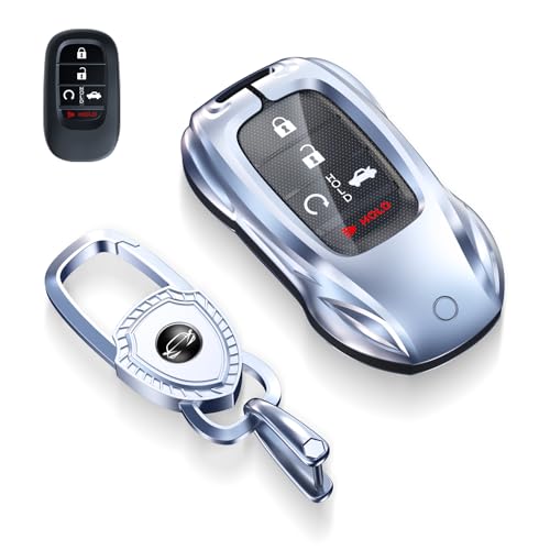 saxsion for Honda Key Fob Cover with Keychain - 2026 2025 2024 2023 2022 2016-2021 Civic Accord CR-V Pilot HR-V Ridgeline Odyssey Passport Key Fob Case Protector (Fashion Silver，For Honda-B) - Image 1