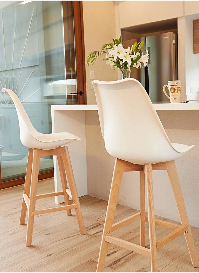 Taimi - High-Rise Bar Chair - Wooden Restaurant Chair with Padded Seat and Comfortable Backrest Versatile for Restaurants, Homes and Cafes White - Image 1