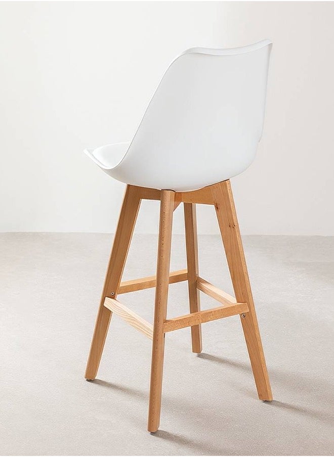 Taimi - High-Rise Bar Chair - Wooden Restaurant Chair with Padded Seat and Comfortable Backrest Versatile for Restaurants, Homes and Cafes White - Image 1