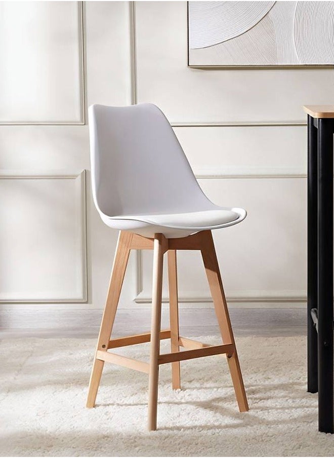Taimi - High-Rise Bar Chair - Wooden Restaurant Chair with Padded Seat and Comfortable Backrest Versatile for Restaurants, Homes and Cafes White - Image 1