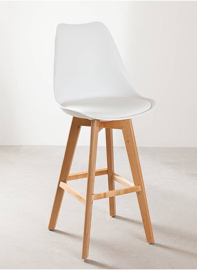 Taimi - High-Rise Bar Chair - Wooden Restaurant Chair with Padded Seat and Comfortable Backrest Versatile for Restaurants, Homes and Cafes White - Image 1