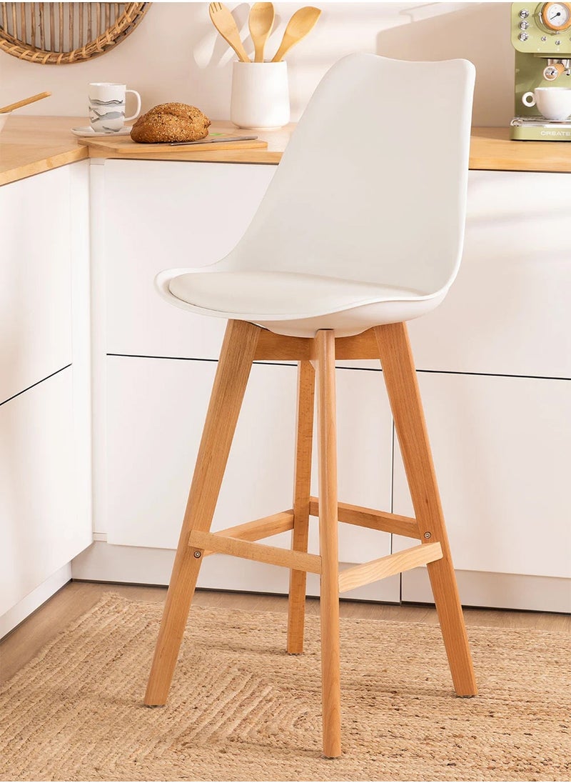Taimi - High-Rise Bar Chair - Wooden Restaurant Chair with Padded Seat and Comfortable Backrest Versatile for Restaurants, Homes and Cafes White - Image 1