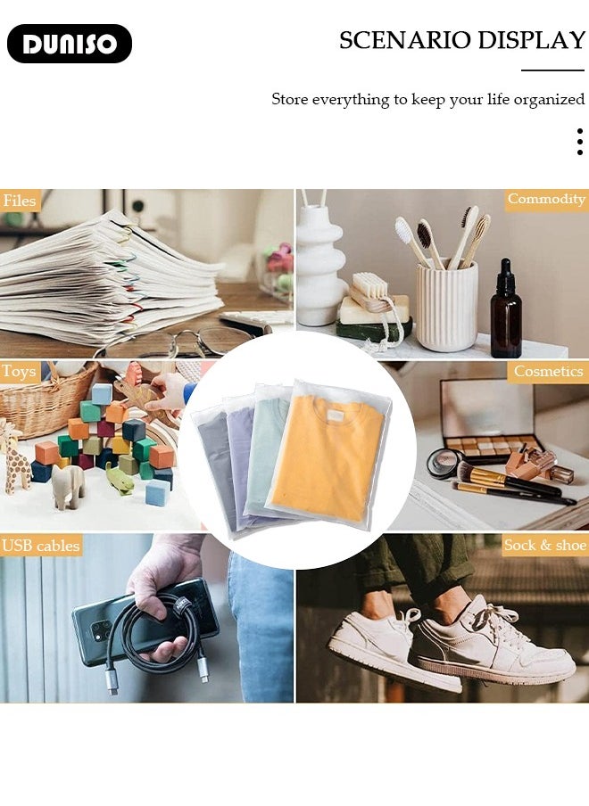 DUNISO 25 Pcs Frosted Clothes Packaging Bags for Shipping, Reusable Frosted Zipper Plastic Bags for Clothing Travel Storage Bags, Multifunctional Clear Plastic Apparel Bag, Resealable Apparel Zip Slider Bags for for Underwear, Towels, Shoes, Clothes, Cosmetics, Toiletries  - Image 4