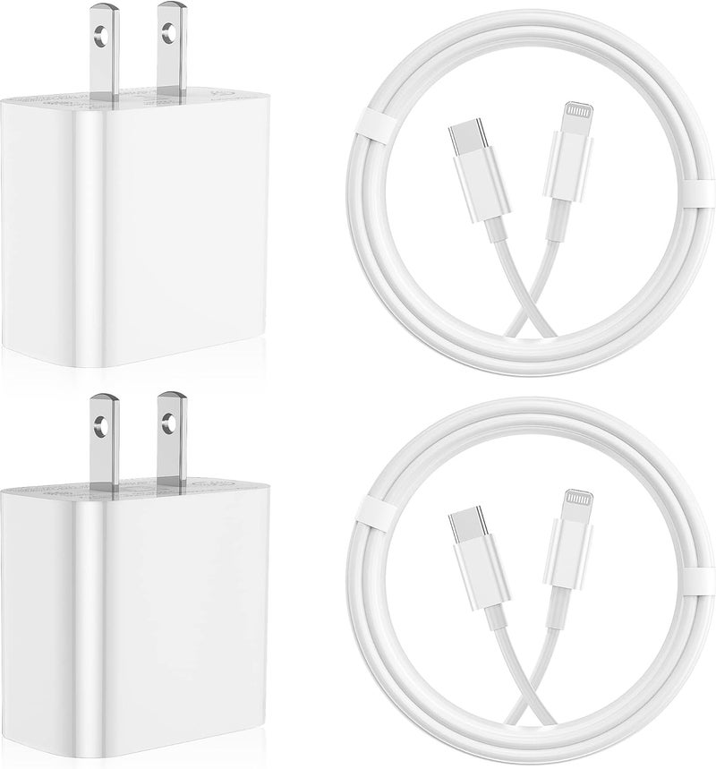 FEEL2NICE iPhone Fast Charger 4Pack [Apple MFi Certified] 2 pcs Apple Type C Wall Charger Block with 2 pcs 6FT Long USB C to Lightning Cable Fast Charging Cord for iPhone 14 13 12 11 Pro Max/SE 2022/ipad - Image 1