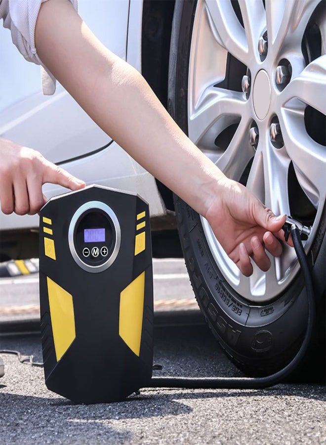 منفاخ إطارات رقمي محمول يعمل بجهد 12 فولت تيار مستمر، مزود بضاغط هواء، 22 أسطوانة، ضغط 150 رطل لكل بوصة مربعة، مع مقياس ضغط وضوء LED للطوارئ، مناسب للسيارات والدراجات والبالونات وغيرها من المنتجات القابلة للنفخ. - Image 3