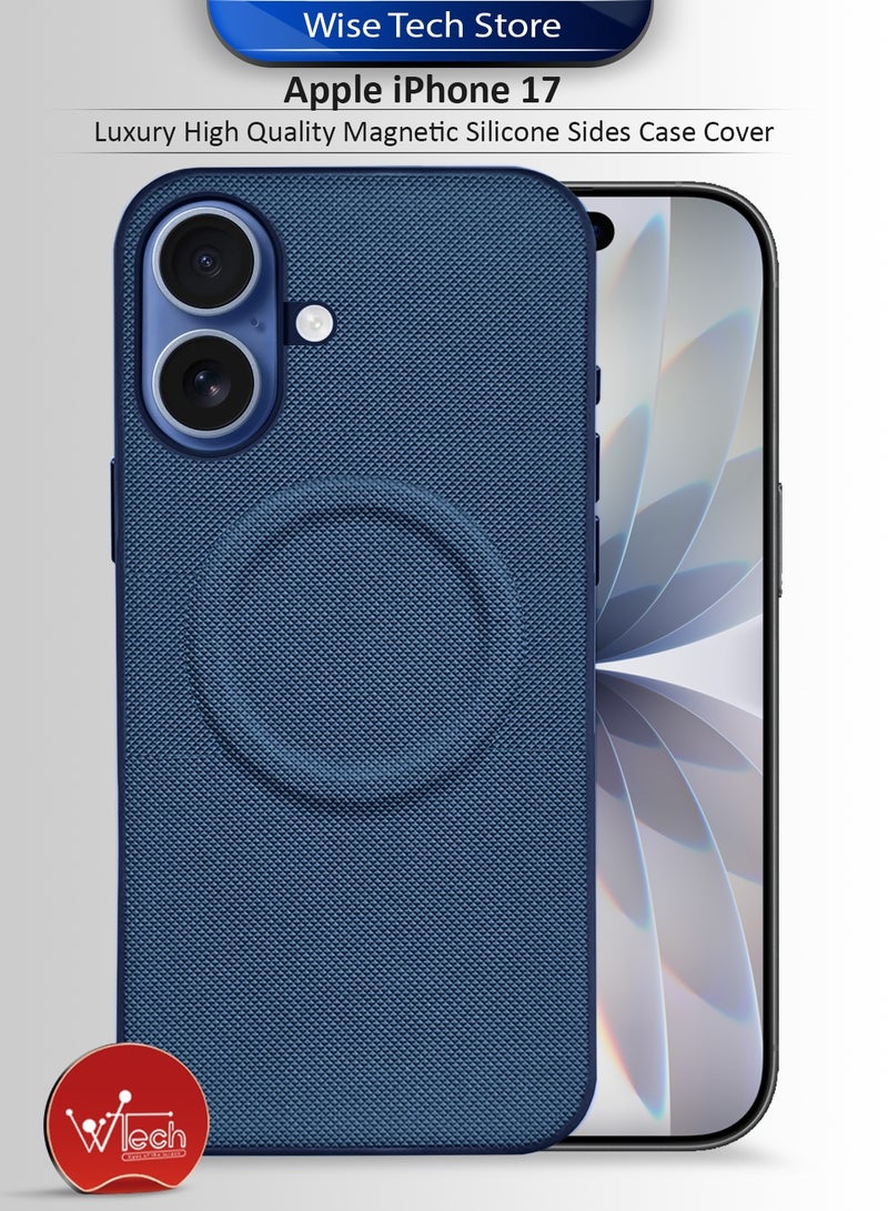 Wtech Apple iPhone 17 5G 2025 Luxury High Quality Magnetic Silicone Sides Case Cover (MCRPSN) - Navy Blue - Image 1