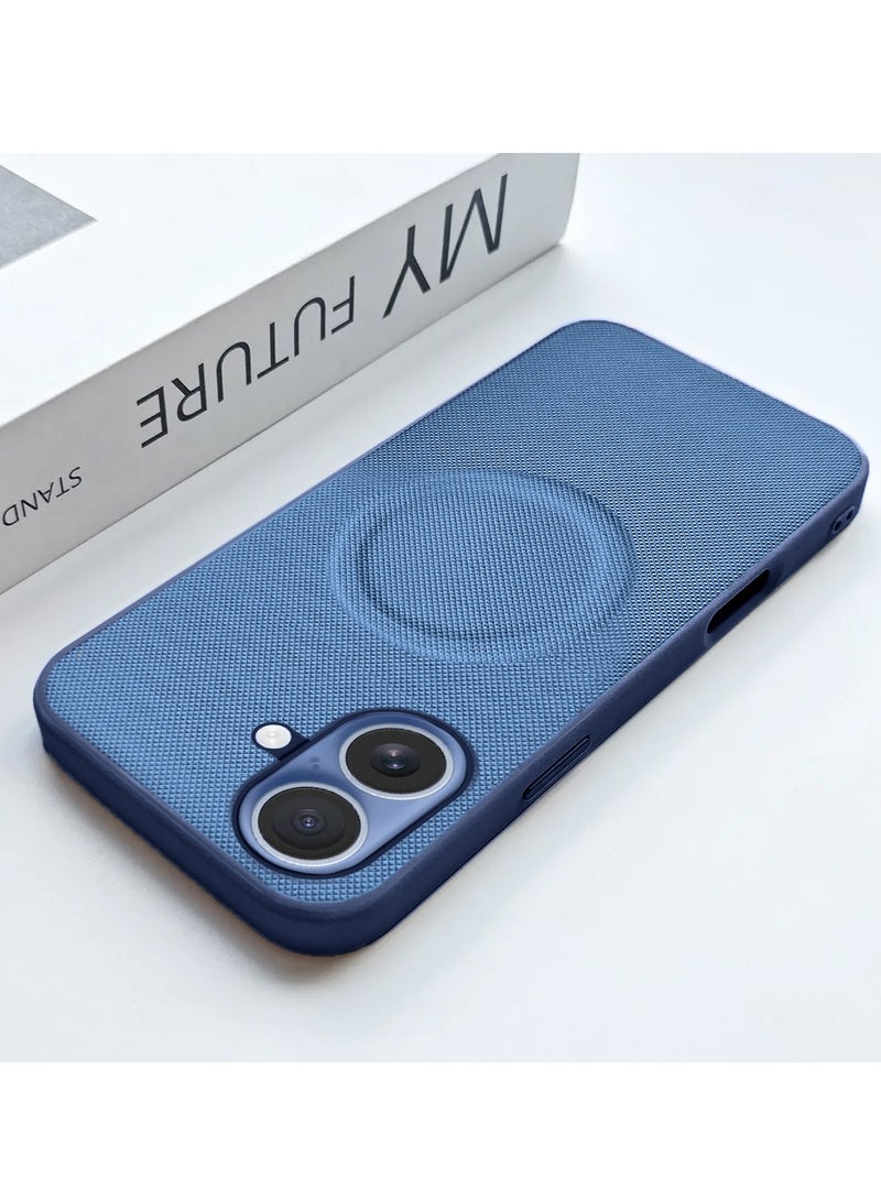 Wtech Apple iPhone 17 5G 2025 Luxury High Quality Magnetic Silicone Sides Case Cover (MCRPSN) - Navy Blue - Image 4