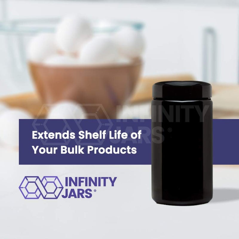 Infinity Jars جرار إنفينيتي 500 مل (17 أونصة سائلة) طويلة كبيرة سوداء زجاجية فوق بنفسجية بفتحة واسعة بغطاء لولبي (1) - Image 4