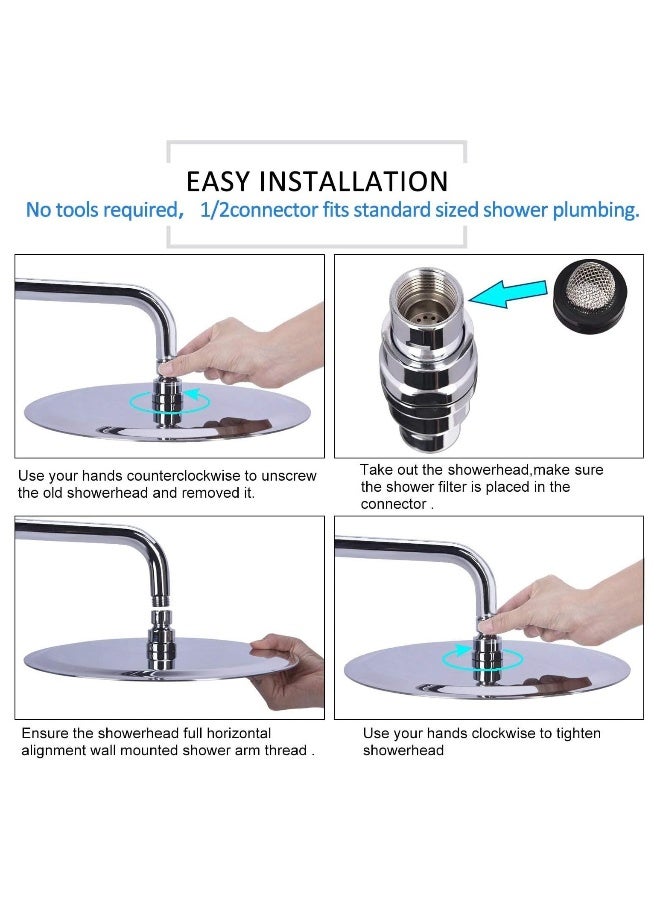 Rain Shower Head, 8 Inch Round High Pressure Showerhead, Ultra-Thin Stainless Steel 304 High Flow Rainfall Shower Head with Shower Arm  - Image 5
