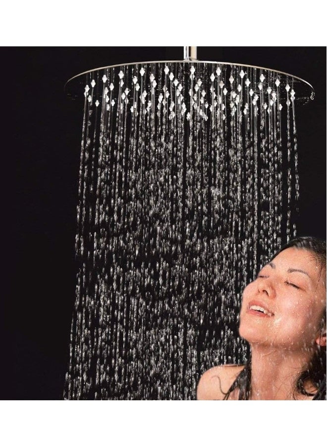 Rain Shower Head, 8 Inch Round High Pressure Showerhead, Ultra-Thin Stainless Steel 304 High Flow Rainfall Shower Head with Shower Arm  - Image 2