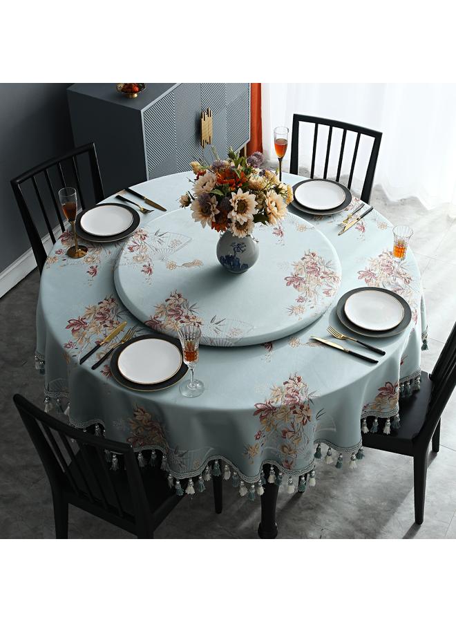 Bluejw Chinese Style Large Round Table Tablecloth Light Luxury High-end Hotel Special Household Waterproof And Oil-proof Dining Table Round Tang Yan  - Image 1