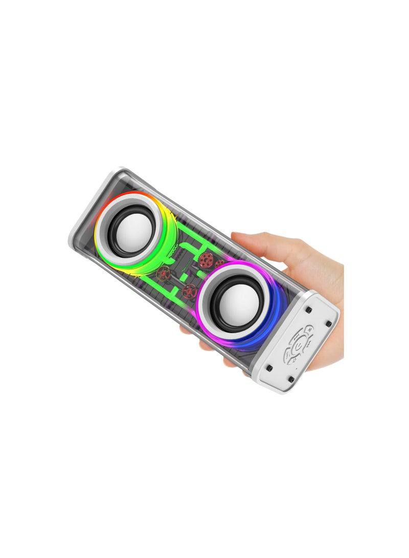 SOLARAE Portable Bluetooth Speaker with 10W Stereo Sound, Transparent Design & Colorful LED Lights, Bluetooth 5.3, TWS Pairing, Ideal for Home, Camping, and Birthday Parties (1 Pack) - Image 2