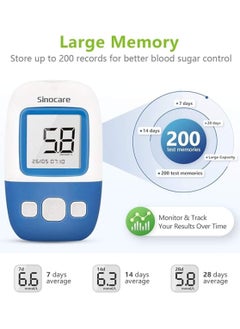 SINOCARE Blood Glucose Monitor Diabetes Test Kit with 200 Memory Capacity Blood sugar monitor with 50 Test Strips and 50 Lancets in mmol/L  - Image 2