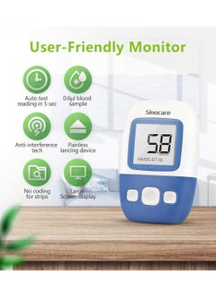 SINOCARE Blood Glucose Monitor Diabetes Test Kit with 200 Memory Capacity Blood sugar monitor with 50 Test Strips and 50 Lancets in mmol/L  - Image 4