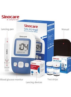 SINOCARE Blood Glucose Monitor Diabetes Test Kit with 200 Memory Capacity Blood sugar monitor with 50 Test Strips and 50 Lancets in mmol/L  - Image 1