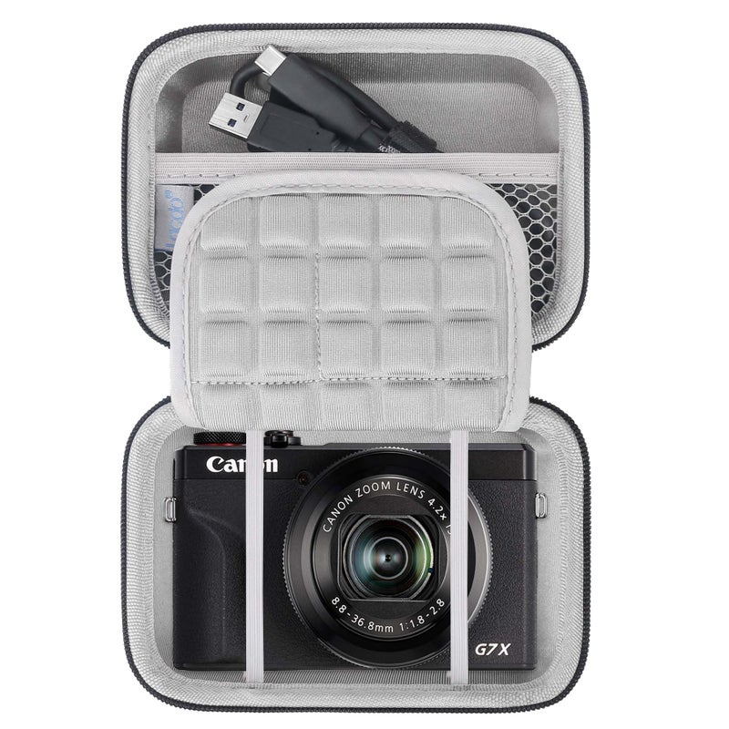 Lacdo Camera Bag Case for Canon PowerShot G7 X Mark III/Canon PowerShot G7 X Mark II 4K Vlogging Camera, Point and Shoot Vlogging Camera Carrying Case, Mesh Pocket fits USB Cable, Batteries, Black - Image 1