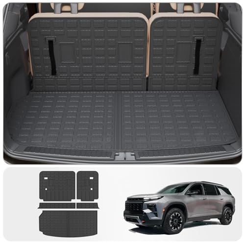 Thinzyou Cargo Mat Compatible with 2024 2025 Chevrolet Traverse (NOT Limited)/2024 2025 GMC Acadia/2025 Buick Enclave Cargo Liner Back Seat Cover Chevy Traverse Accessories (Trunk Mat+Backrest Mats) - Image 1