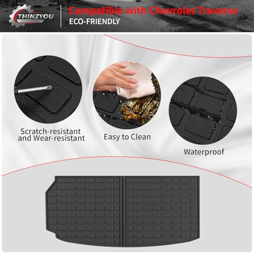 Thinzyou Cargo Mat Compatible with 2024 2025 Chevrolet Traverse (NOT Limited)/2024 2025 GMC Acadia/2025 Buick Enclave Cargo Liner Back Seat Cover Chevy Traverse Accessories (Trunk Mat+Backrest Mats) - Image 4