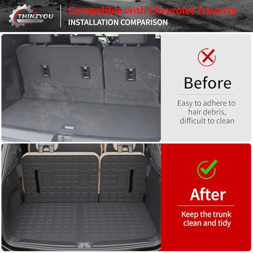 Thinzyou Cargo Mat Compatible with 2024 2025 Chevrolet Traverse (NOT Limited)/2024 2025 GMC Acadia/2025 Buick Enclave Cargo Liner Back Seat Cover Chevy Traverse Accessories (Trunk Mat+Backrest Mats) - Image 2