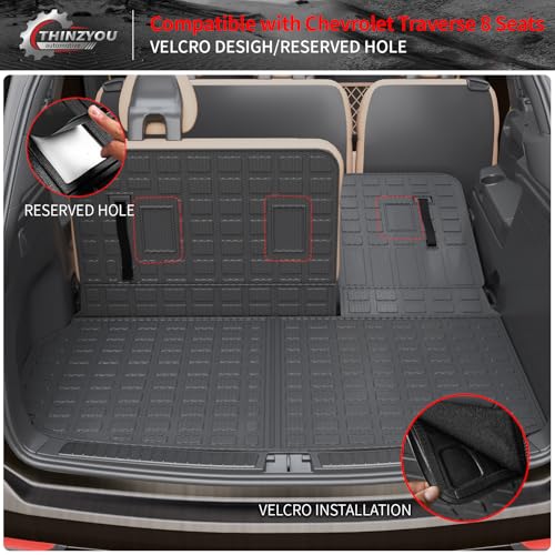 Thinzyou Cargo Mat Compatible with 2024 2025 Chevrolet Traverse (NOT Limited)/2024 2025 GMC Acadia/2025 Buick Enclave Cargo Liner Back Seat Cover Chevy Traverse Accessories (Trunk Mat+Backrest Mats) - Image 3