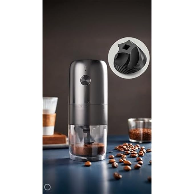 Honwor Portable Electric Coffee Grinder With Adjustable Coarseness  Usb Charging  Black Ceramic Blade Easy To Clean  Use - Image 5