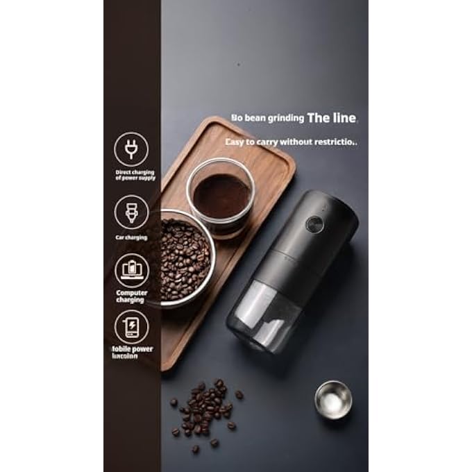 Honwor Portable Electric Coffee Grinder With Adjustable Coarseness  Usb Charging  Black Ceramic Blade Easy To Clean  Use - Image 4