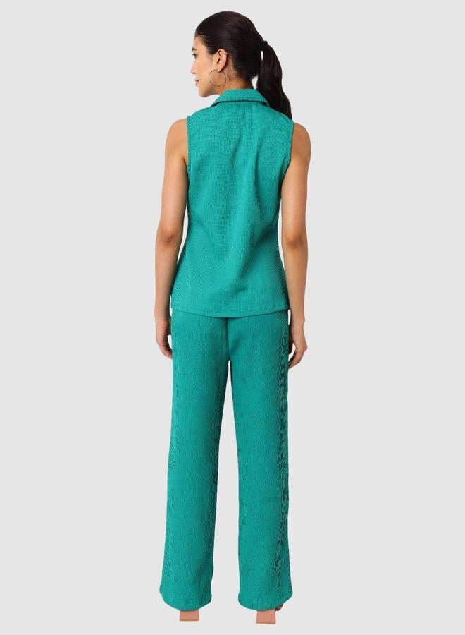 Freehand Green Textured Shirt and Trousers Co-ords - Image 4