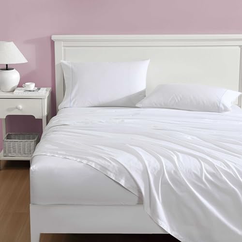 Laura Ashley Queen Size Sheet Set Crisp Breathable Cotton Percale Bedding with Fitted Sheet and Pillowcases Lightweight Bed Set Deep Pocket College Dorm Room Essentials Pastel Blue - Image 3