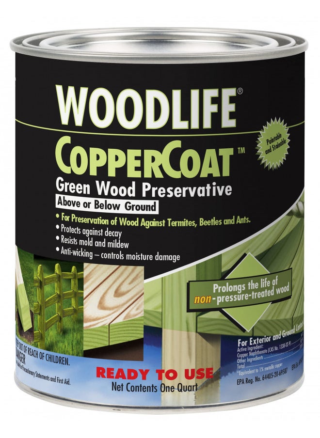 RUST-OLEUM Rust-Oleum 1904A Wolman (Woodlife) CopperCoat Green Wood Preservative-Below Ground, Quart  - Image 1