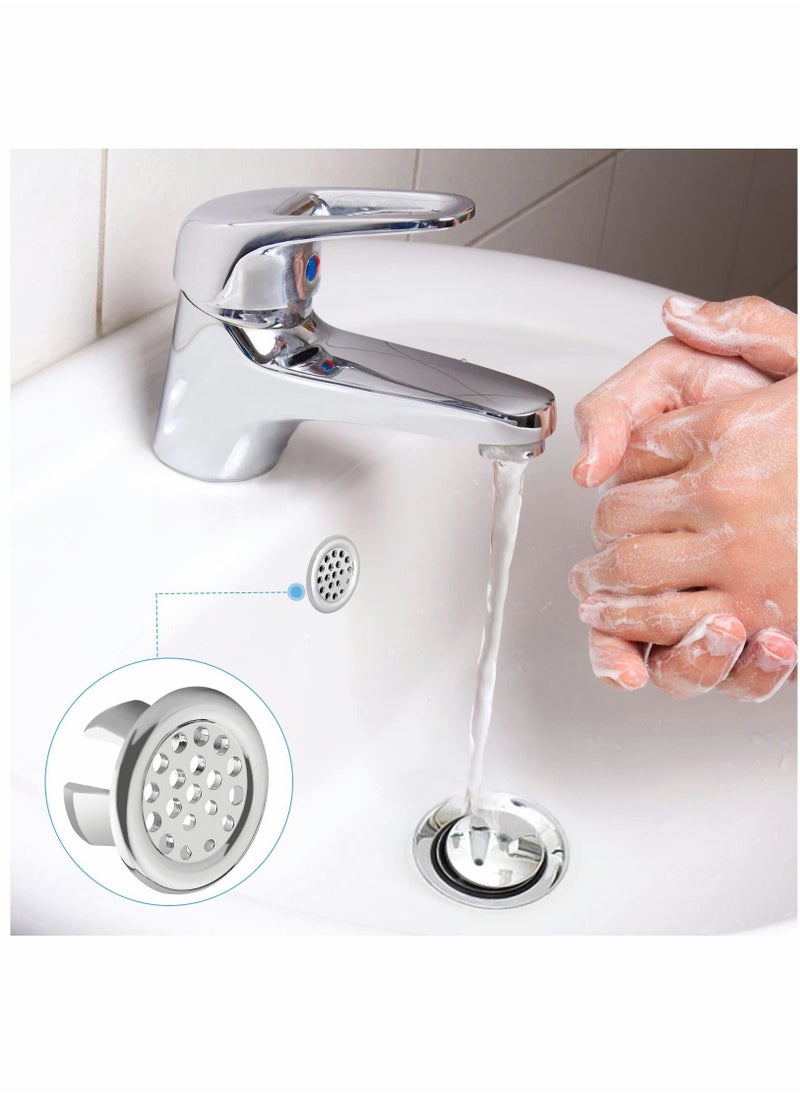 Y&D - Sink Overflow Ring, KASTWAVE Kitchen Bathroom Hole Round Cover Basin Trim Drain Cap Insert in Spares, 30mm Silver (4 Pieces Mesh-Type) - Image 1