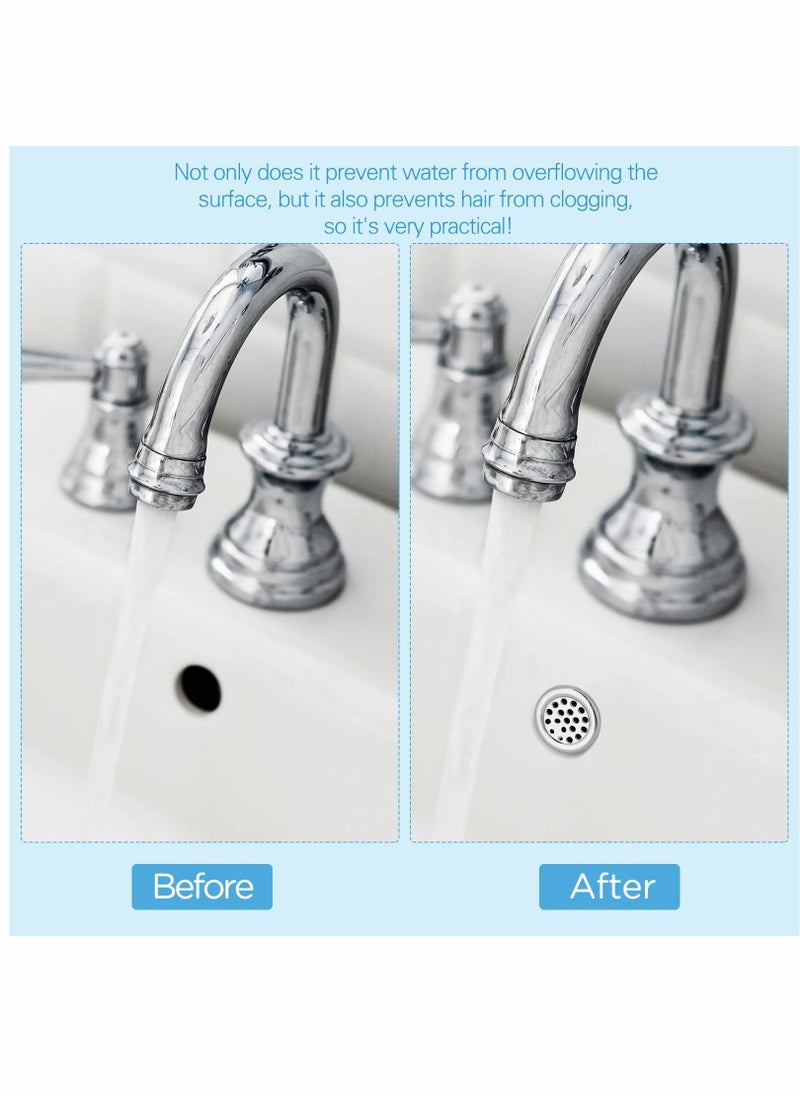 Y&D - Sink Overflow Ring, KASTWAVE Kitchen Bathroom Hole Round Cover Basin Trim Drain Cap Insert in Spares, 30mm Silver (4 Pieces Mesh-Type) - Image 1