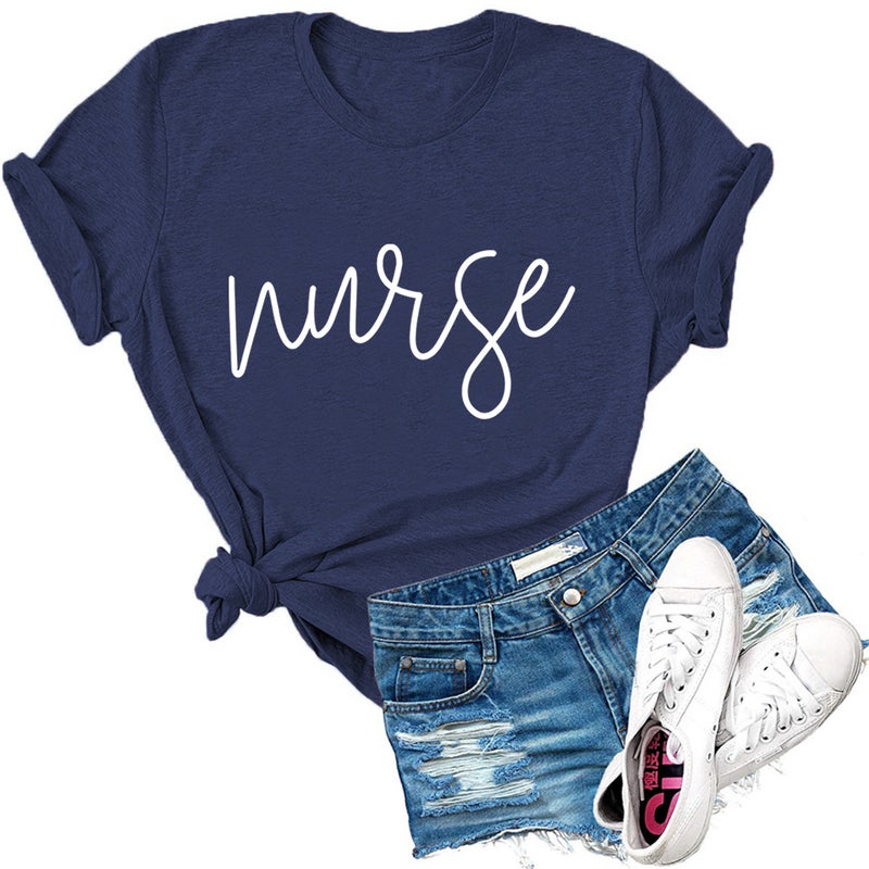 Independent Station New 2023 International Nurse Festival Nurse Printed Casual Round Neck Short-Sleeved Women'S T-Shirt - Image 2
