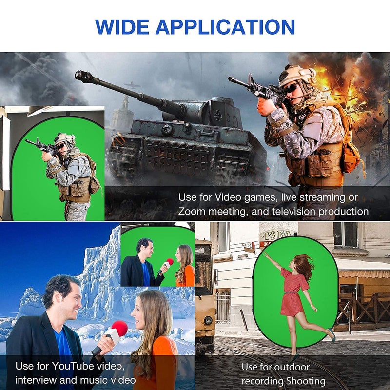 Yesker 5ft x 6.5ft Chromakey Backdrop, 2-in-1 Background Screen Green and Blue Screen, Foldable Backdrop for Photography, Gaming and Live Streaming - Image 4