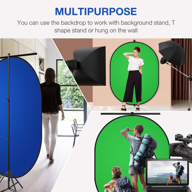 Yesker 5ft x 6.5ft Chromakey Backdrop, 2-in-1 Background Screen Green and Blue Screen, Foldable Backdrop for Photography, Gaming and Live Streaming - Image 3