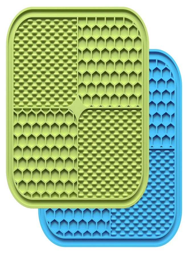 CZXNBI Licking Mat for Dogs & Cats - 2 Pack Slow Feeder for Puppy,Pet Lick Pads for Large&Small Dogs Cat (2PACK-Blue/Green) - Image 1