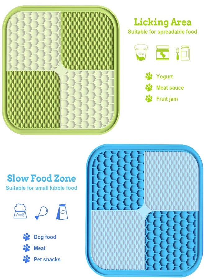 CZXNBI Licking Mat for Dogs & Cats - 2 Pack Slow Feeder for Puppy,Pet Lick Pads for Large&Small Dogs Cat (2PACK-Blue/Green) - Image 2